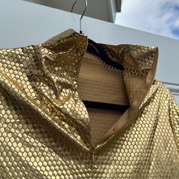 Long Sleeve Gold Shiney Dress - Flashy Dress - Tight -Size Small - Worn Once - Picture 3 of 5